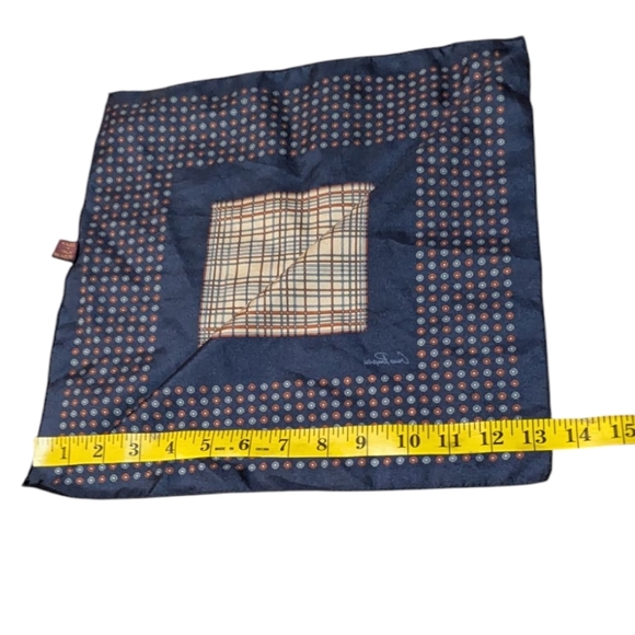 GINO POMPEII VINTAGE ITALIAN POCKET SQUARE Navy Red Cream Preppy Retro - Picture 3 of 6